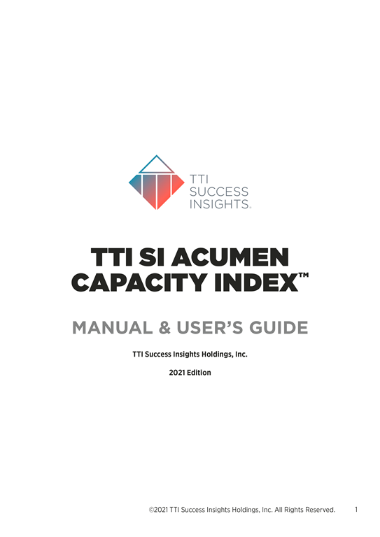 The Acumen Capacity Index "digital"Manual